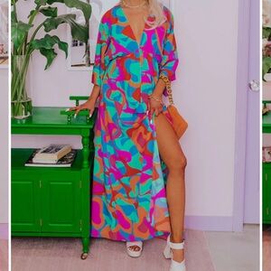 Impressions colorful maxi dress size large